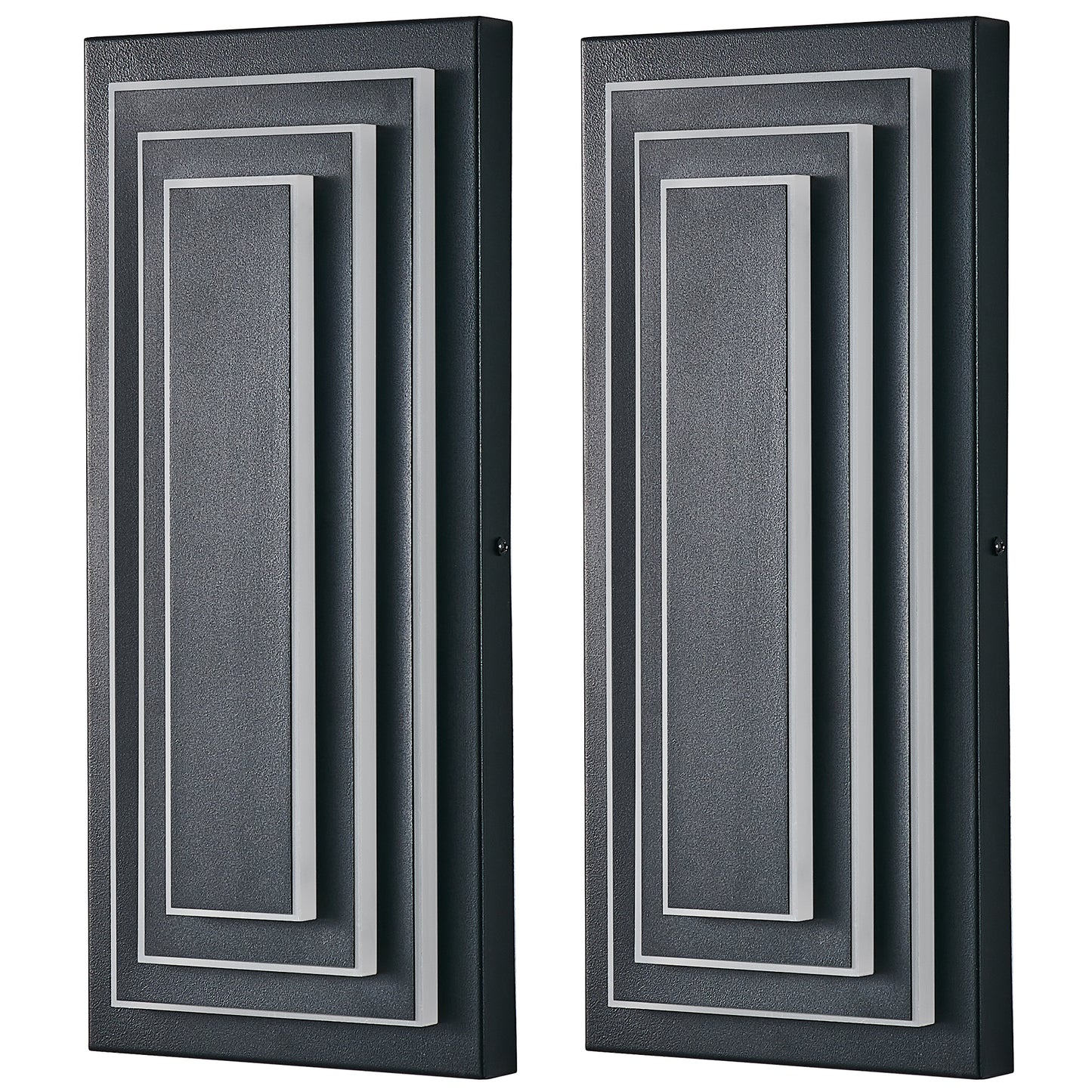 15.7" 3-Tier Black LED Outdoor Wall Light, Set of 2 - view 9