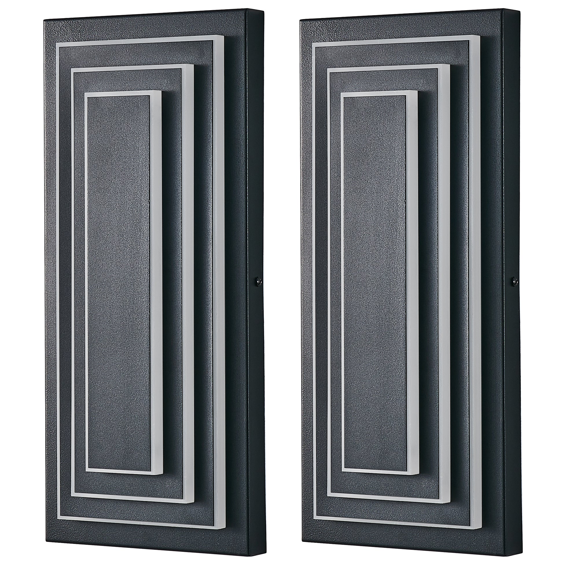 15.7" 3-Tier Black LED Outdoor Wall Light, Set of 2 - view 9