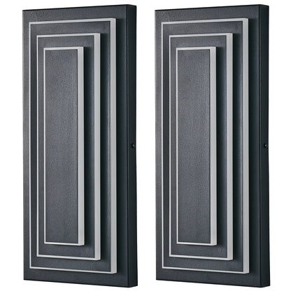 15.7" 3-Tier Black LED Outdoor Wall Light, Set of 2 - view 9