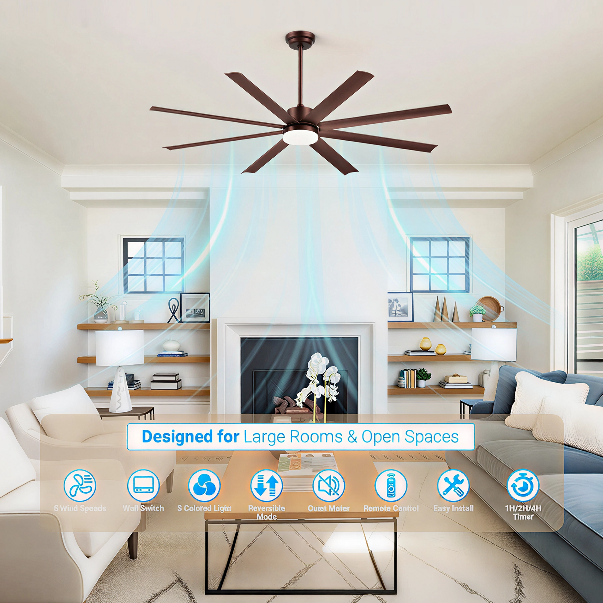 72" Industrial Coffee Ceiling Fan with Remote - view 6
