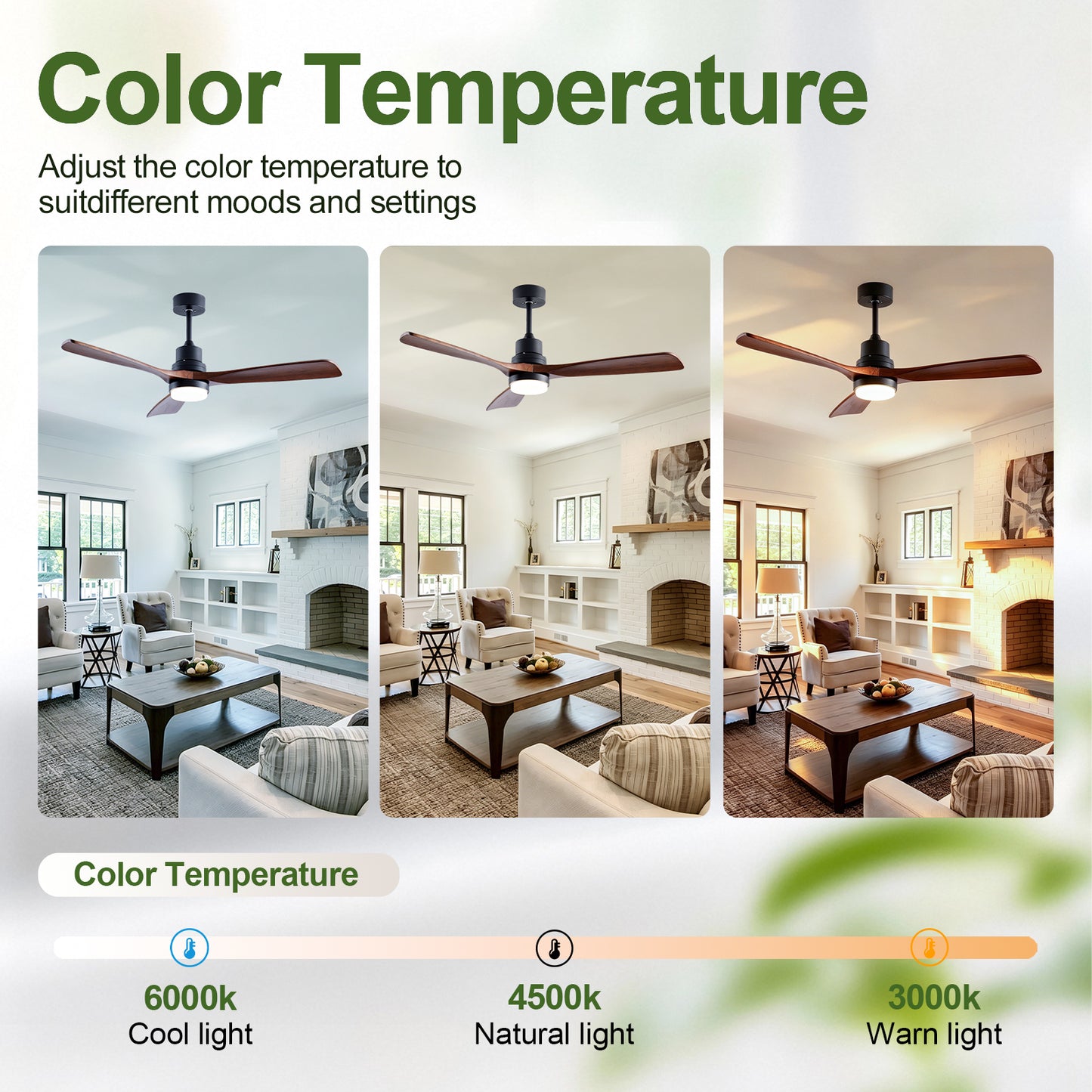 52" Black & Walnut Wood Ceiling Fan with Remote - view 7