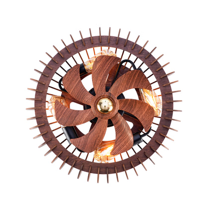 20" Wood Semicircle Flush Mount Ceiling Fan with Remote - view 16