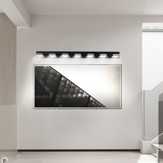 7-Light Black Minimalist LED Vanity Light