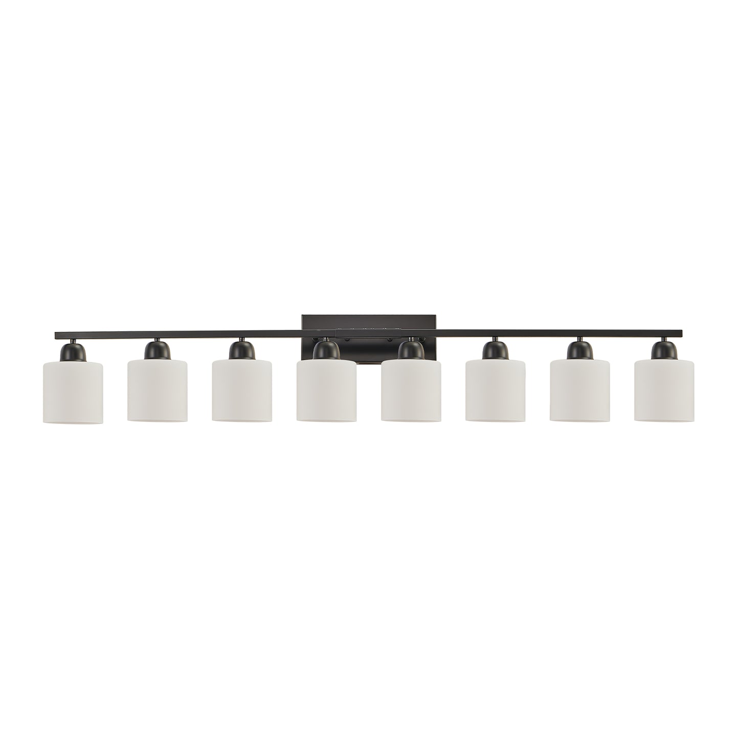 52" 8-Light Matte Black Vanity Light with Frosted Glass - view 8