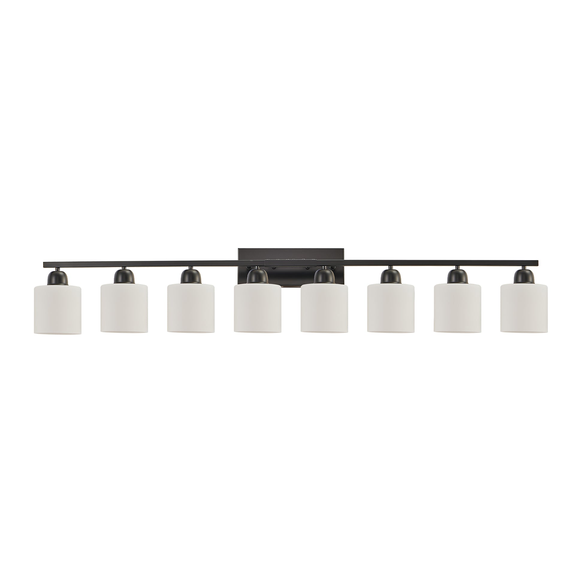 52" 8-Light Matte Black Vanity Light with Frosted Glass - view 8