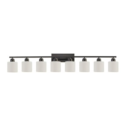 52" 8-Light Matte Black Vanity Light with Frosted Glass - view 8
