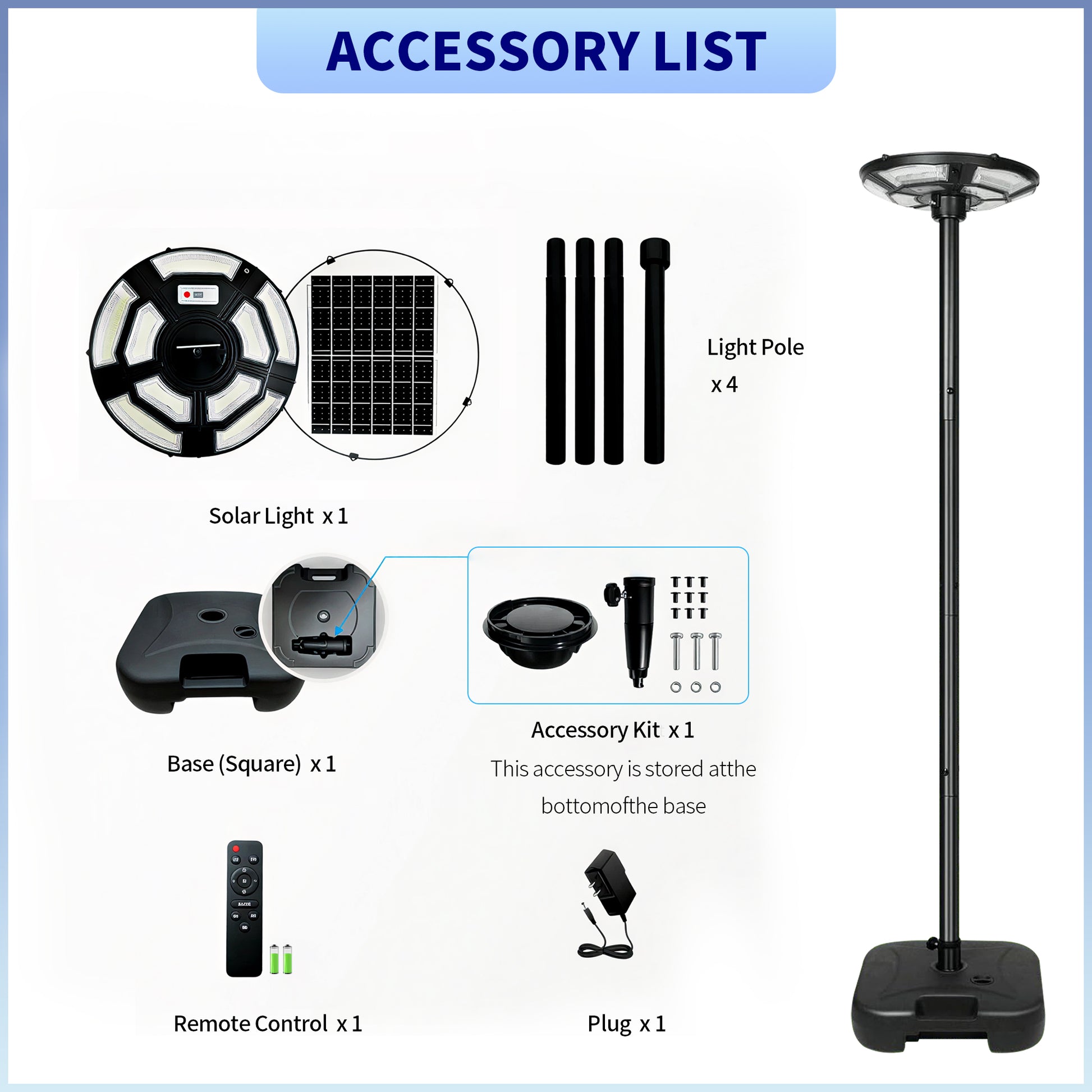 Black Solar UFO LED Street Light with Pole - view 13