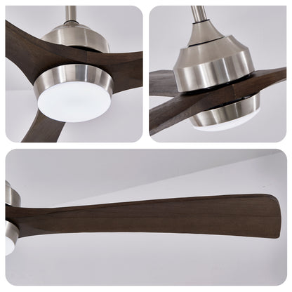 62" Satin Nickel Solid Wood Ceiling Fan with Light & Remote - view 15