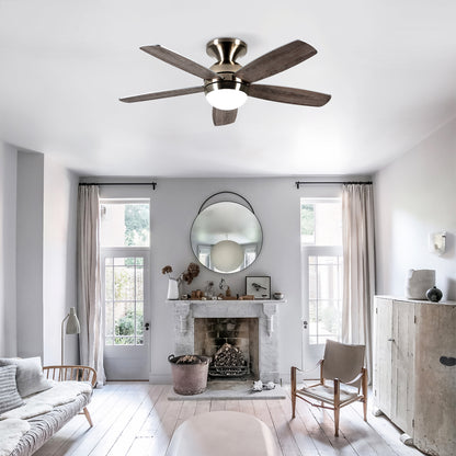 52" Satin Nickel Plywood Blade Ceiling Fan with Remote - view 4