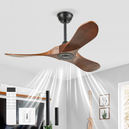 42" Matte Black Solid Wood Ceiling Fan with Remote - view 2