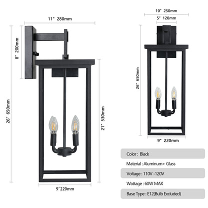 26"H Black Outdoor Wall Lantern with Clear Glass - view 9