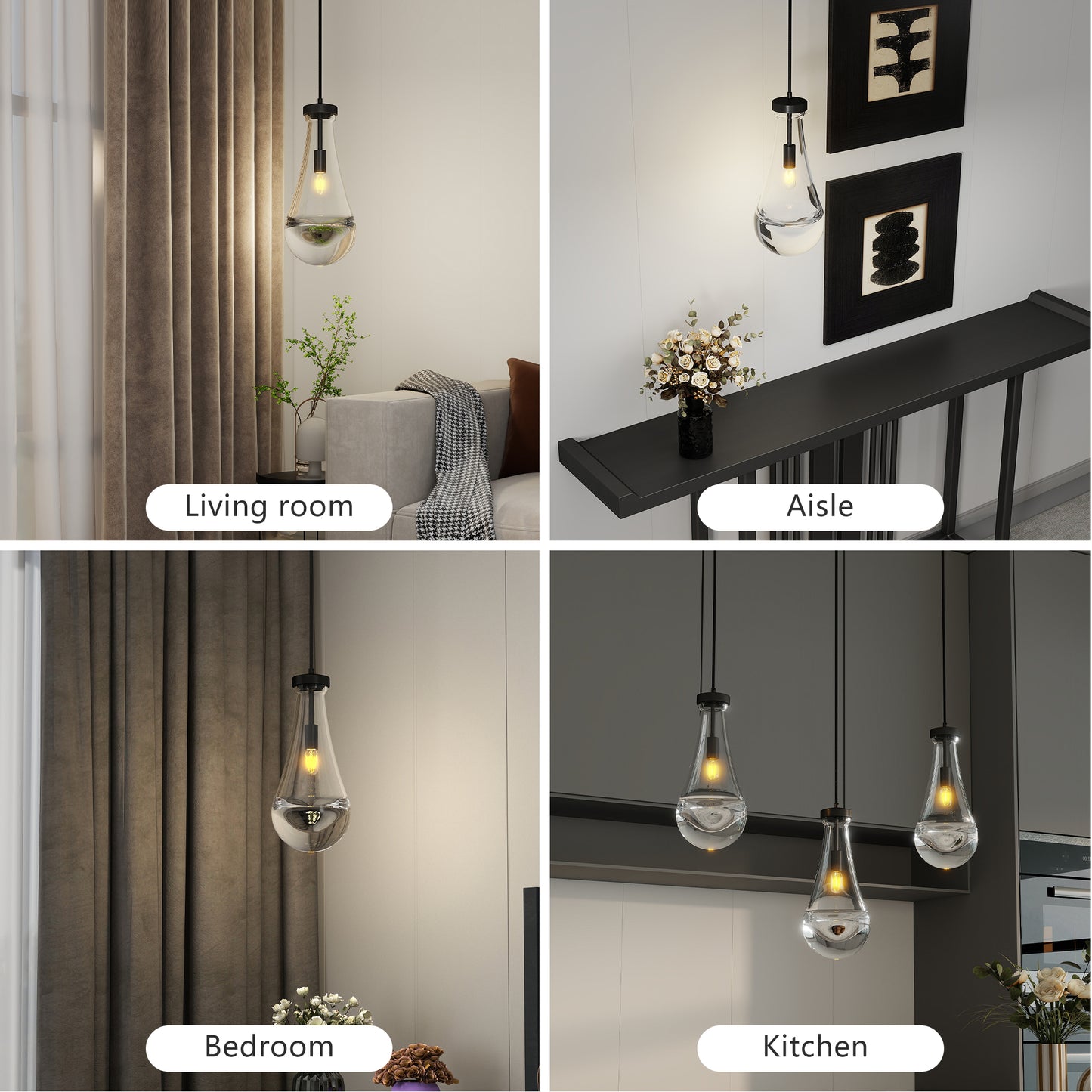 Modern Black Raindrop Pendant Chandelier - view 6