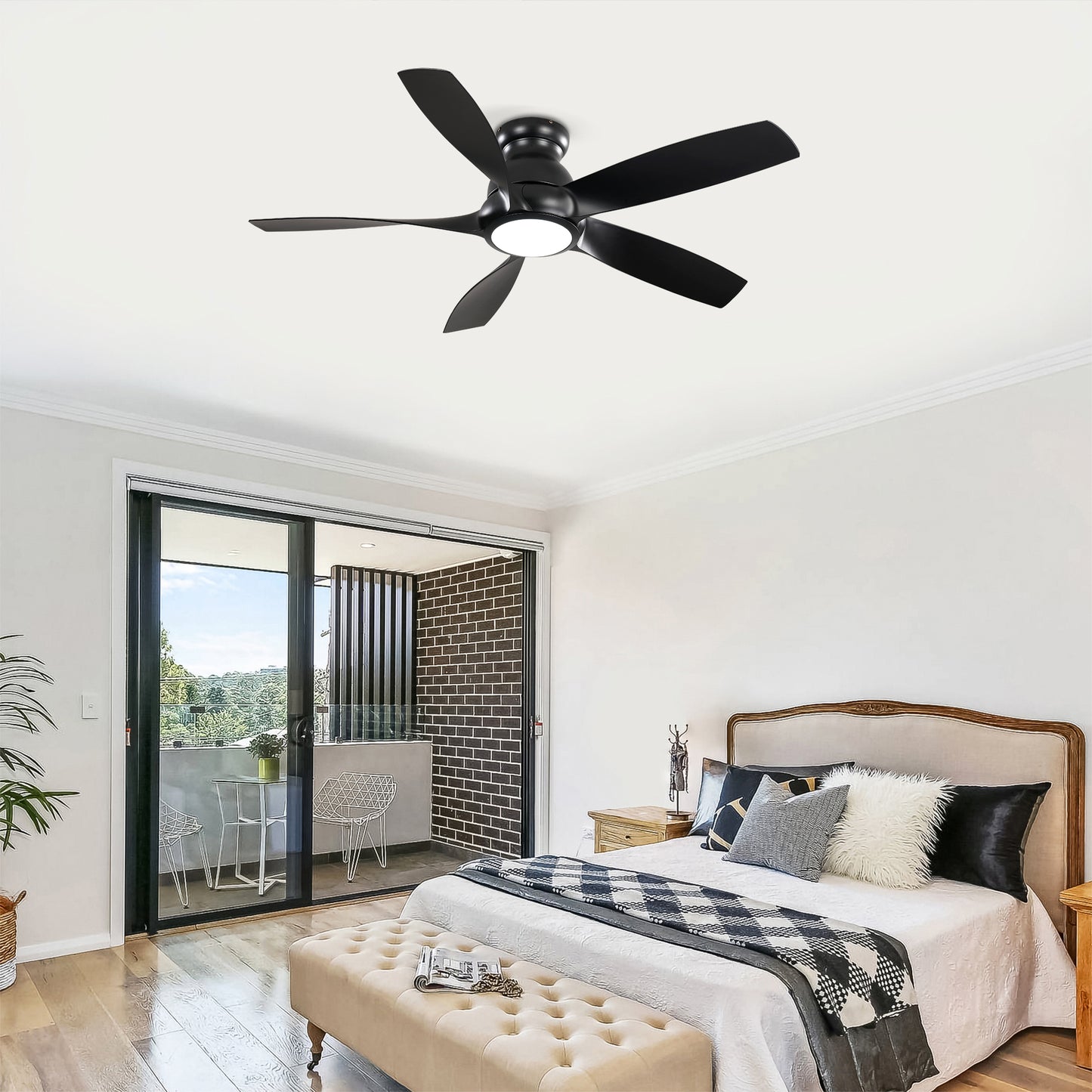 56" Matte Black 5-Blade Ceiling Fan with Remote - view 6