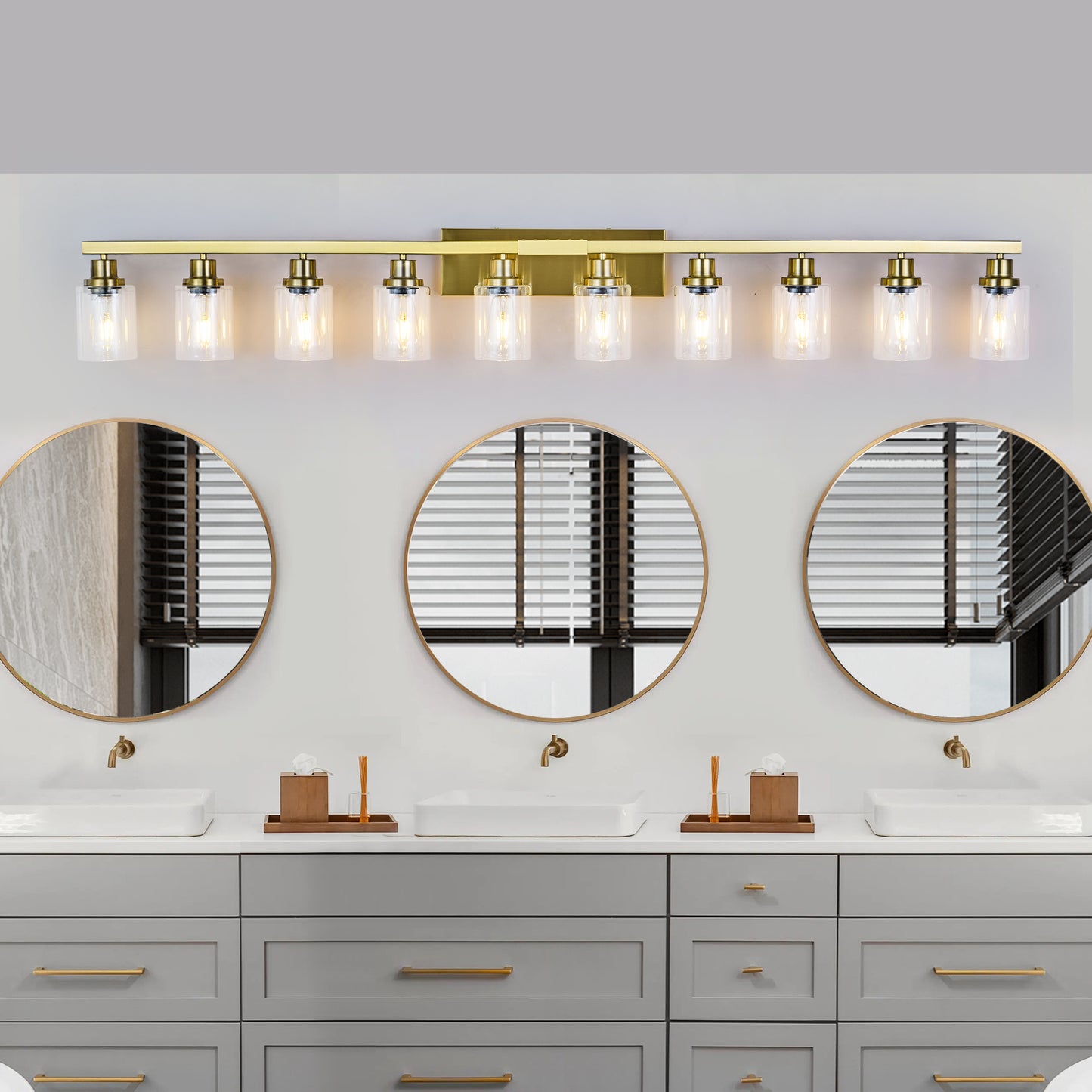 52" 10-Light Gold Bathroom Vanity Light - view 3