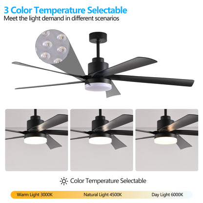 65" Black 5-Blade Ceiling Fan with Dimmable LED - view 6