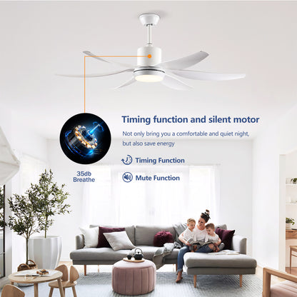 56" White 6-Blade Ceiling Fan with Remote - view 8
