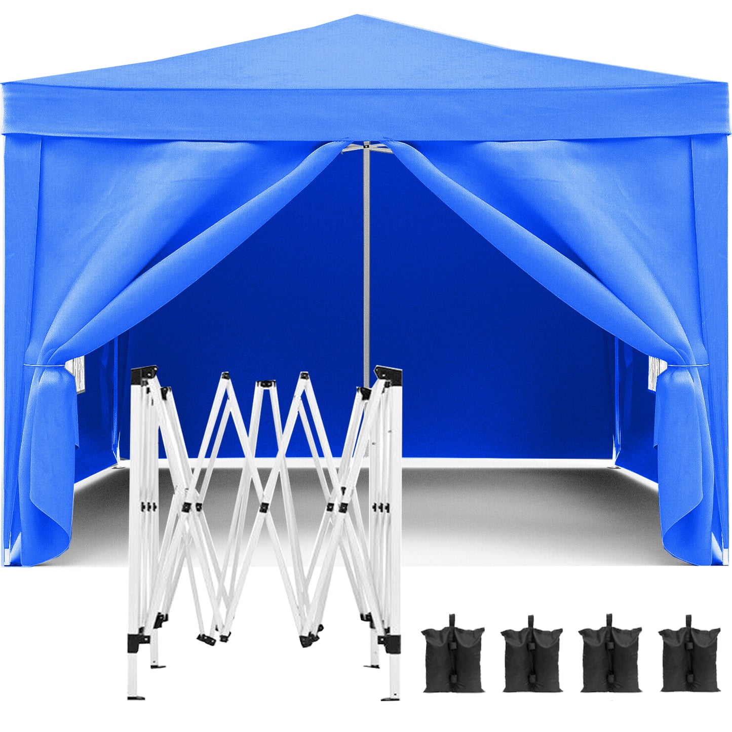 10×10 ft Pop-Up Canopy with UPF 50+ & 4 Removable Sidewalls — Blue