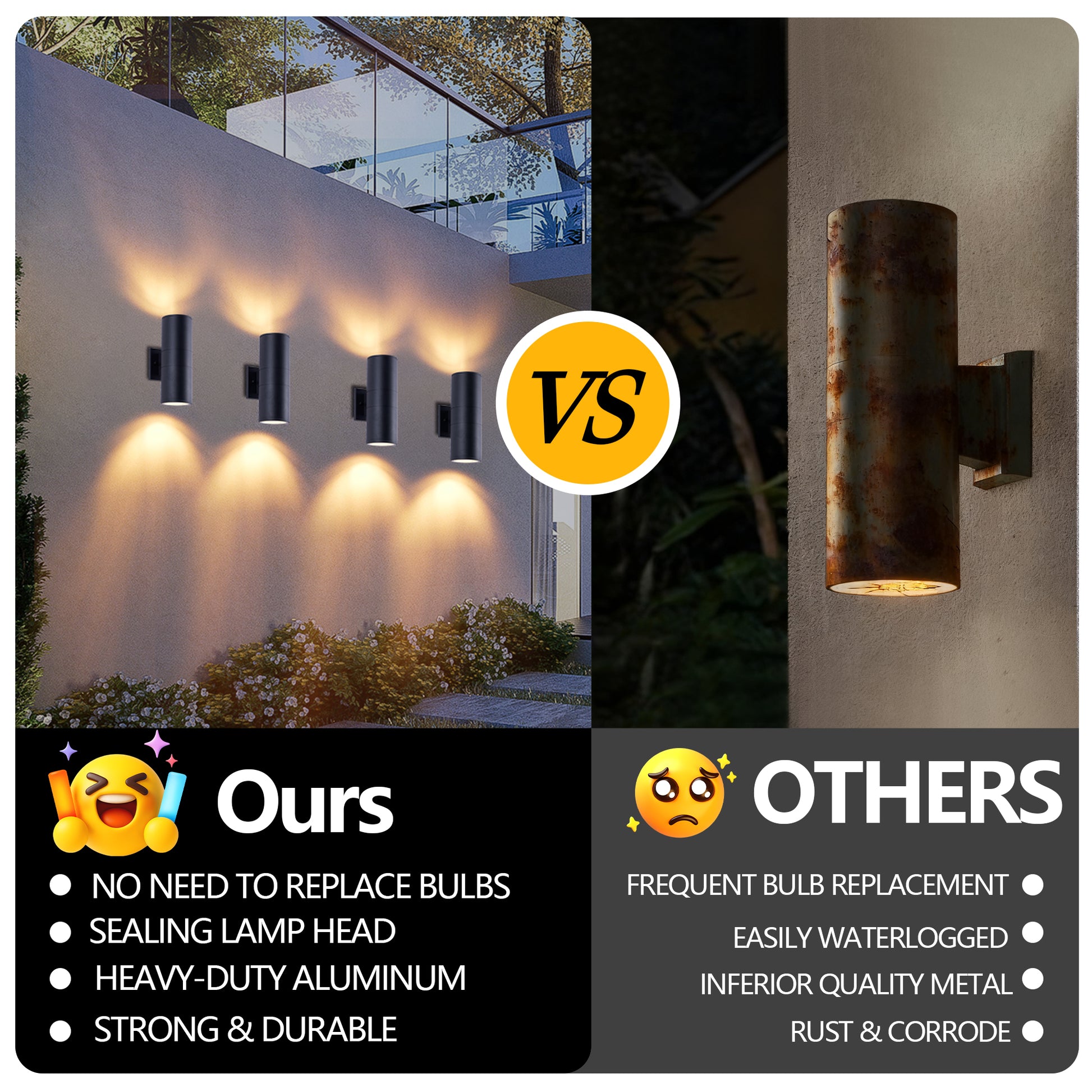 12" Matte Black Cylinder Outdoor Wall Light, 4-Pack - view 4