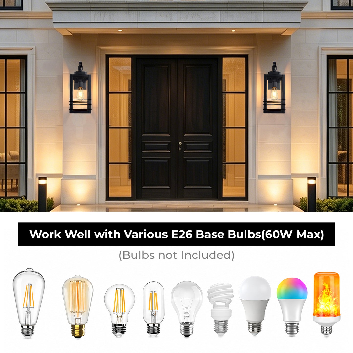 18" Matte Black Outdoor Wall Lantern with Glass Shade - view 5