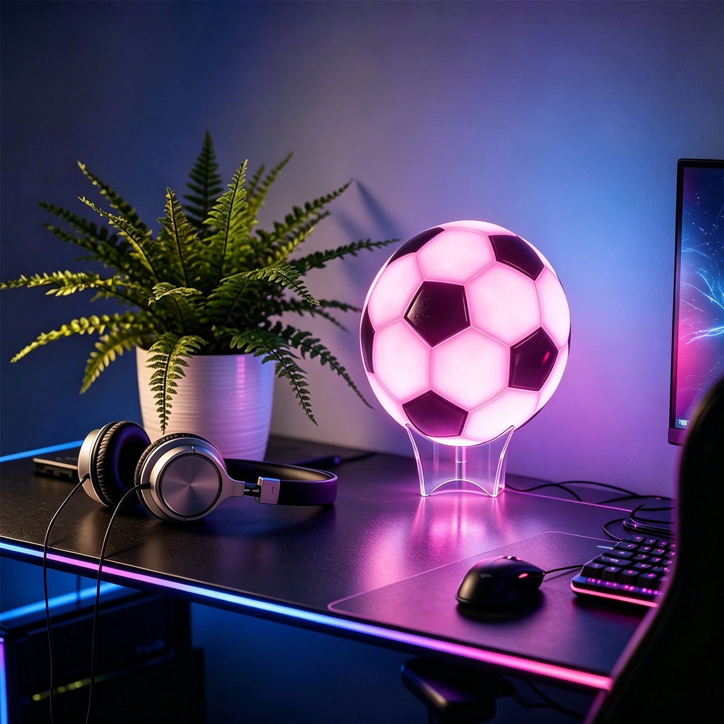 RGB Soccer Ball Night Light with Remote - view 2