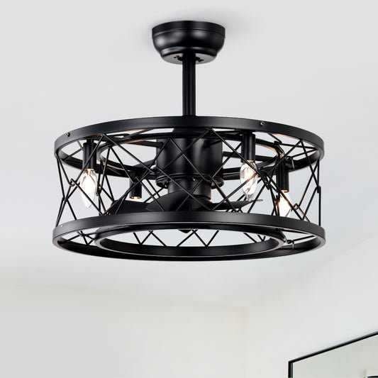20" Matte Black Modern Enclosed Ceiling Fan - view 2