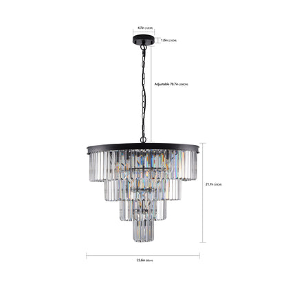 24" 4-Tier Black Crystal Chandelier - view 8