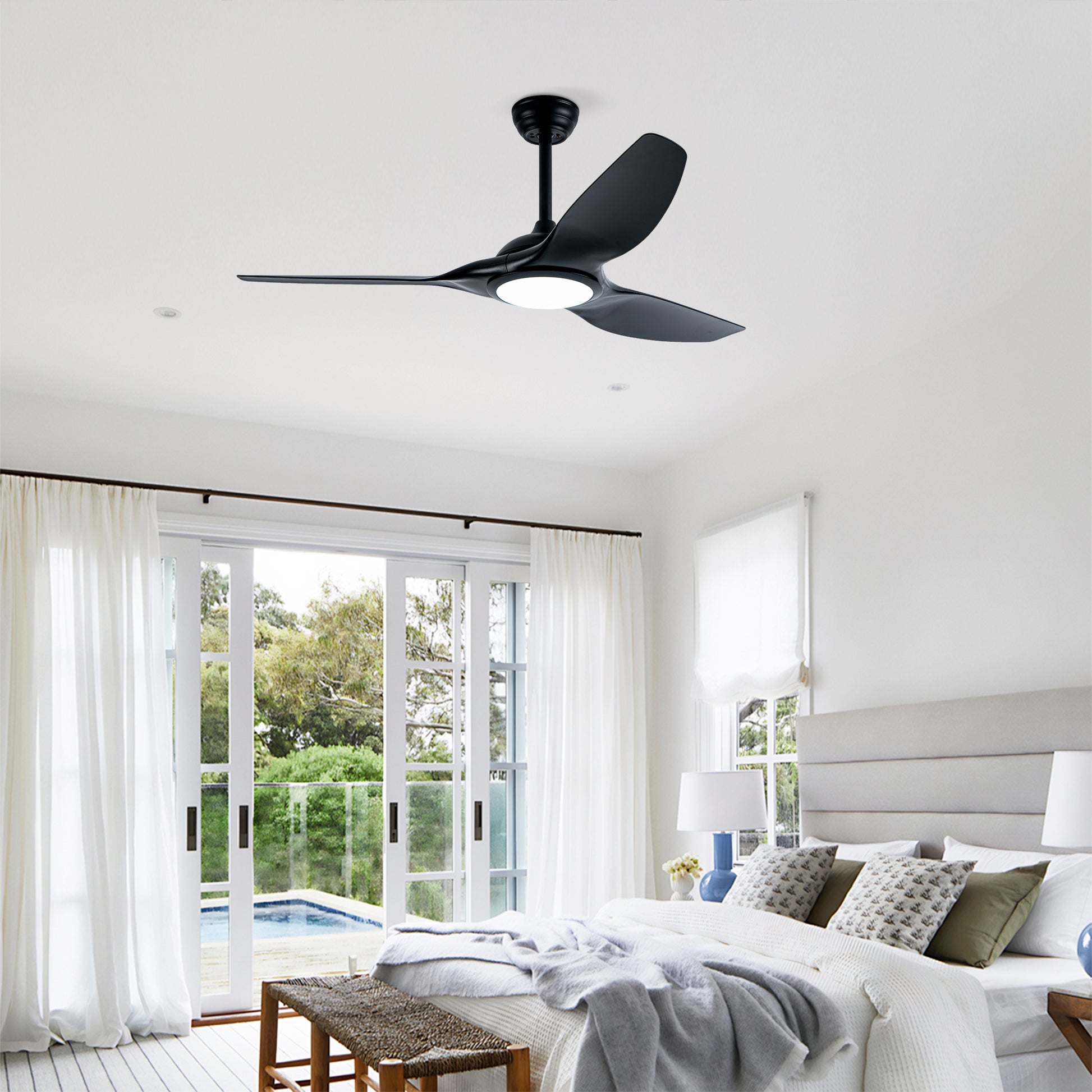 52" Matte Black Ceiling Fan with LED Light - view 3