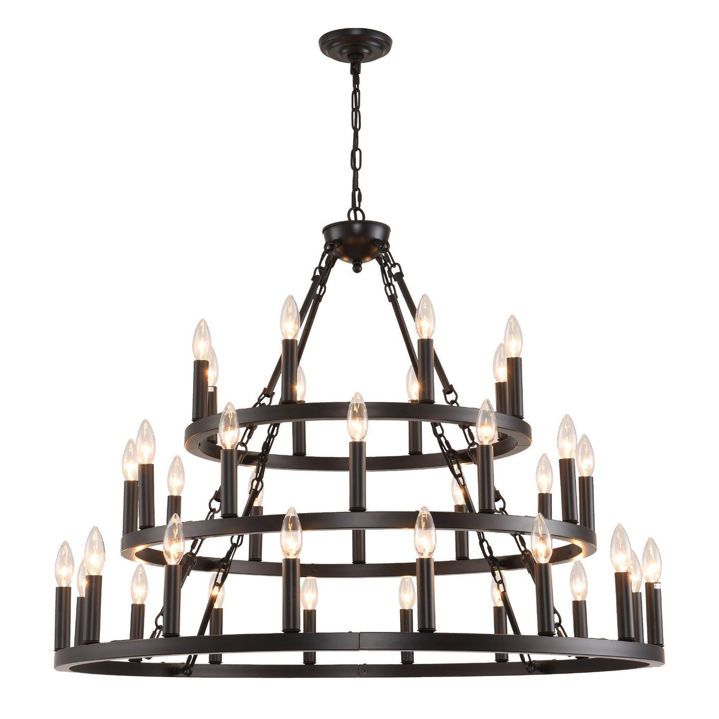 39" 3-Tier Wagon Wheel Farmhouse Chandelier, 36-Light - view 11