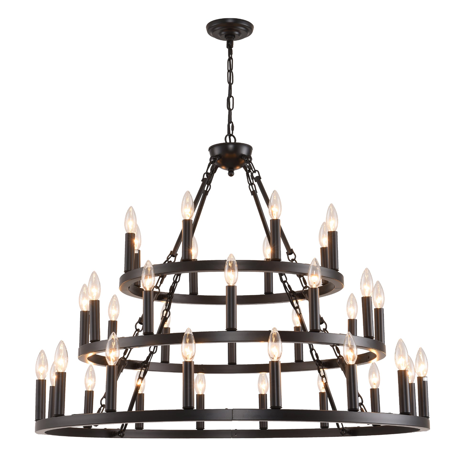 39" 3-Tier Wagon Wheel Farmhouse Chandelier, 36-Light - view 11