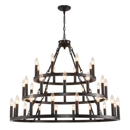 39" 3-Tier Wagon Wheel Farmhouse Chandelier, 36-Light - view 11