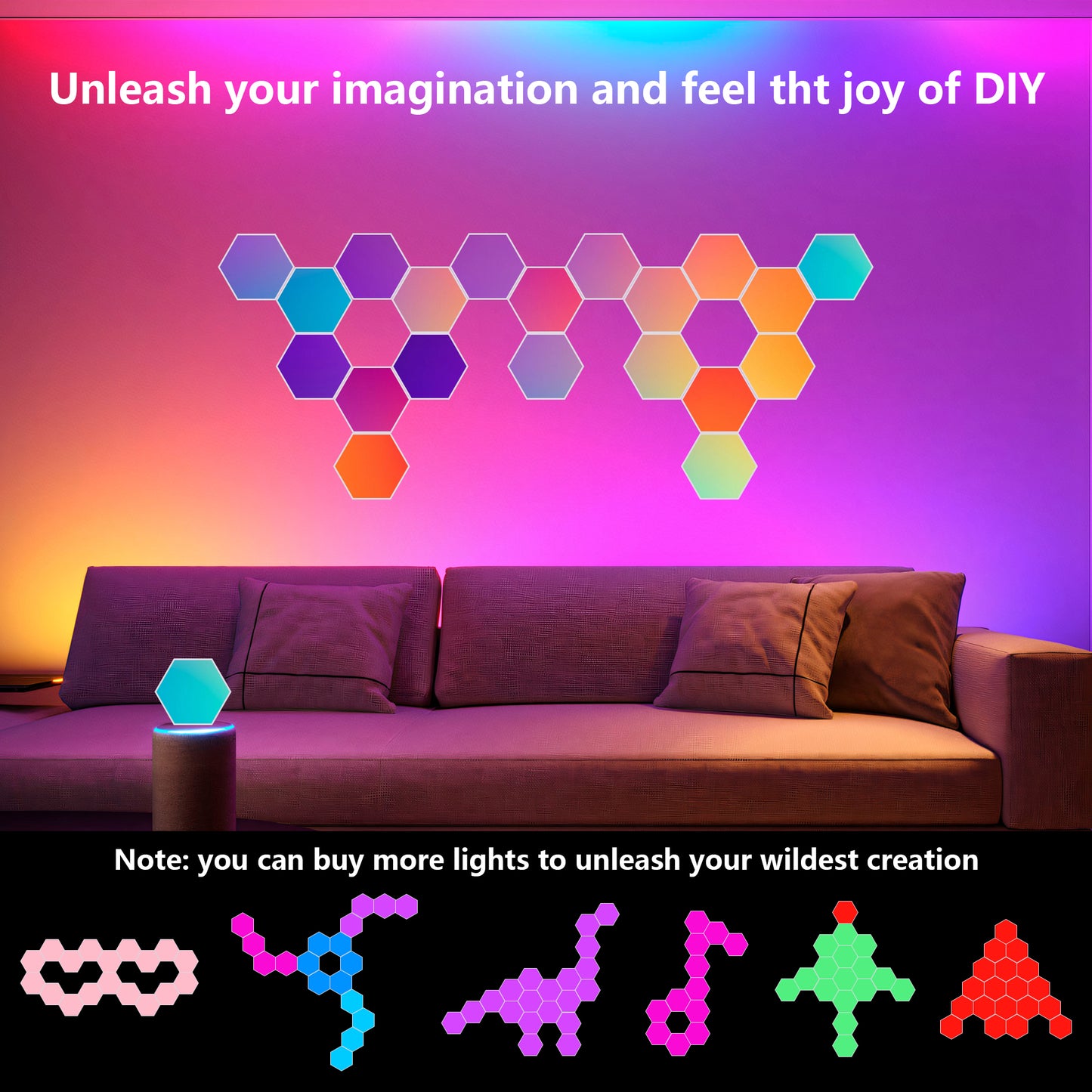 Hexagon RGB LED Wall Panels, 20 Pack - view 4