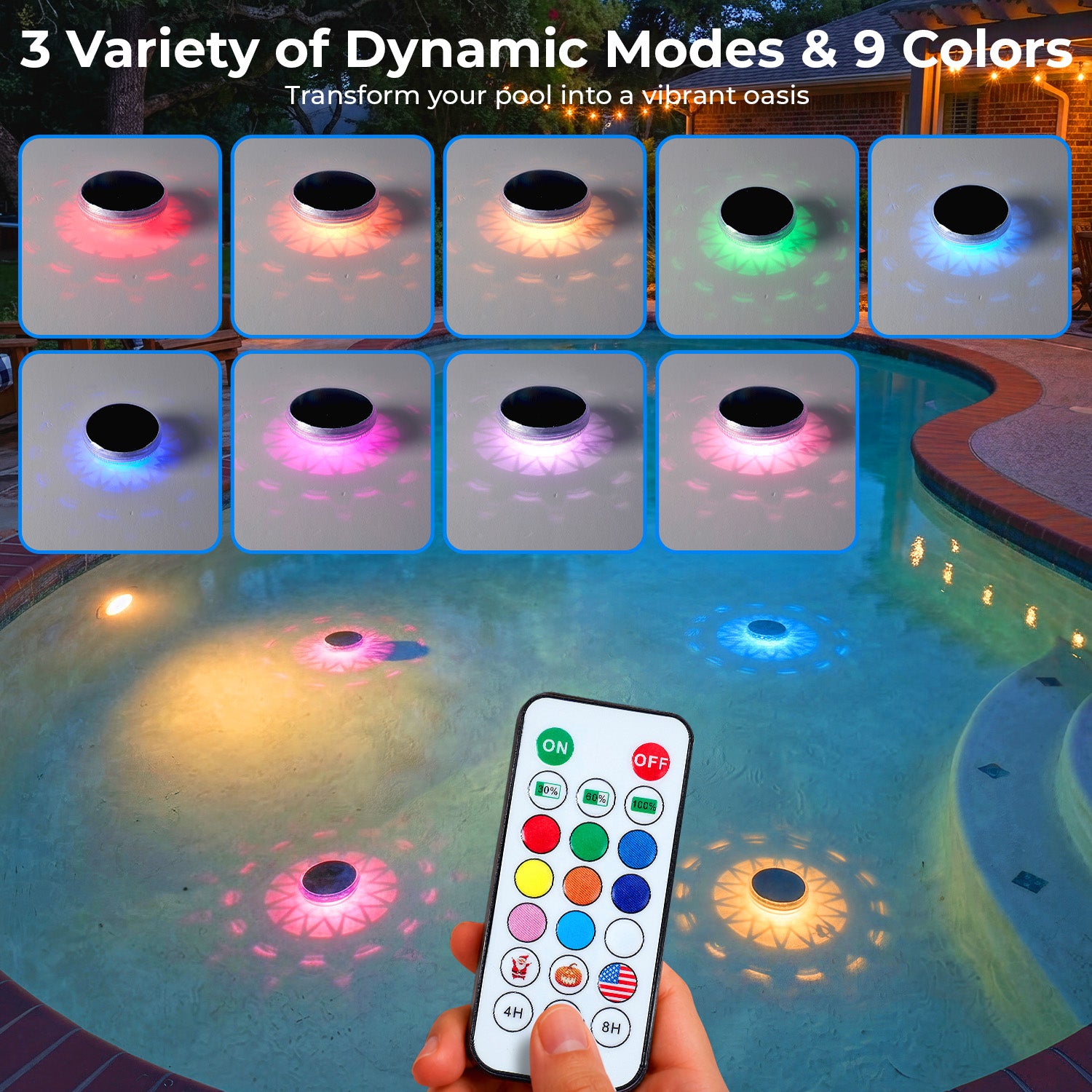 Solar Floating Pool Light with Remote, Set of 2 - view 5