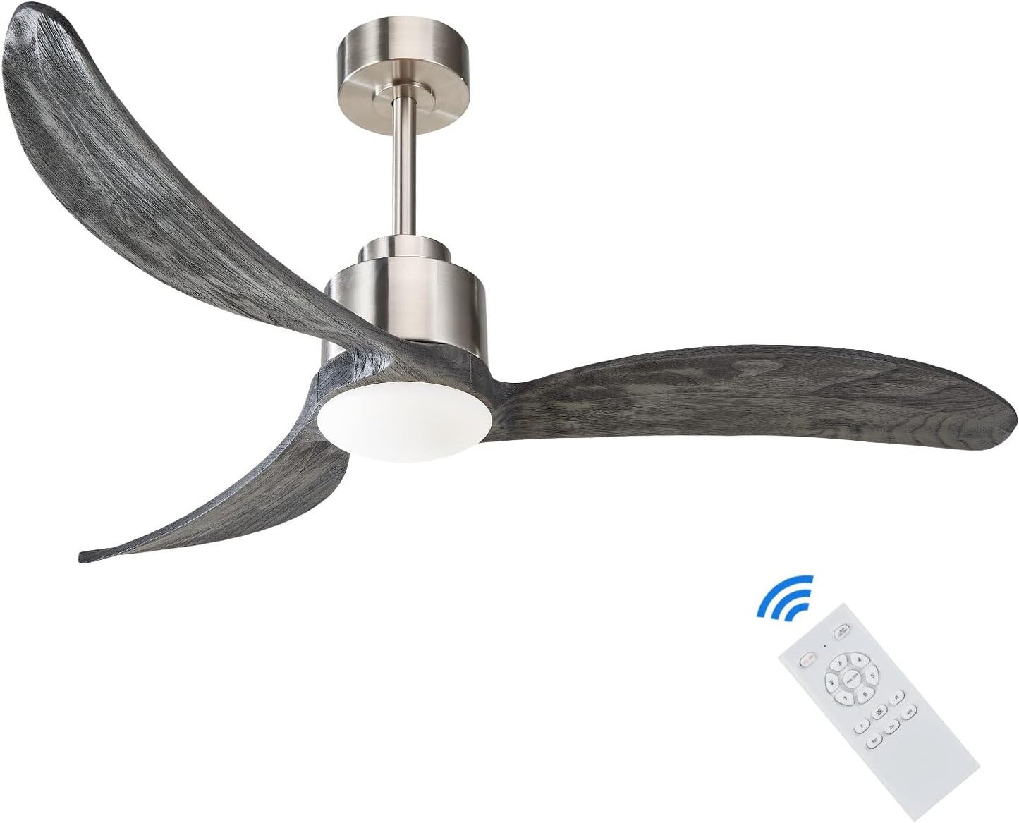 52" Nickel & Wood Ceiling Fan with Remote - view 12