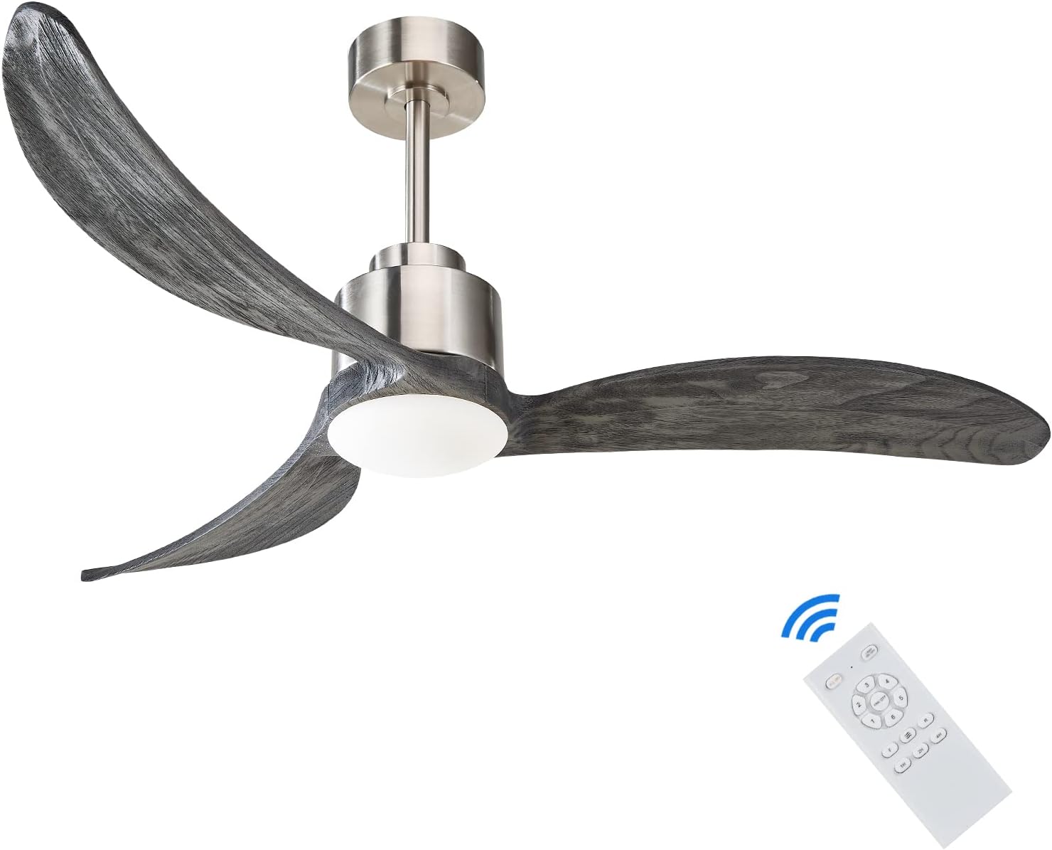 52" Nickel & Wood Ceiling Fan with Remote - view 12
