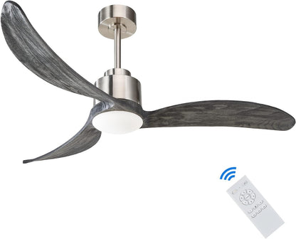 52" Nickel & Wood Ceiling Fan with Remote - view 12