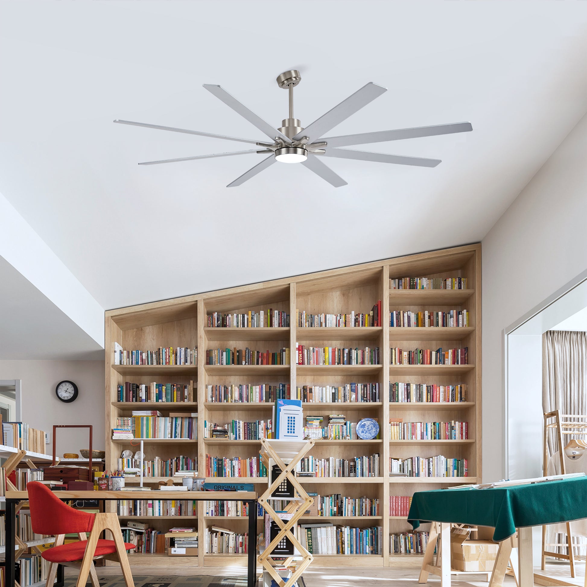84" Nickel 8-Blade Ceiling Fan with Dimmable LED - view 11