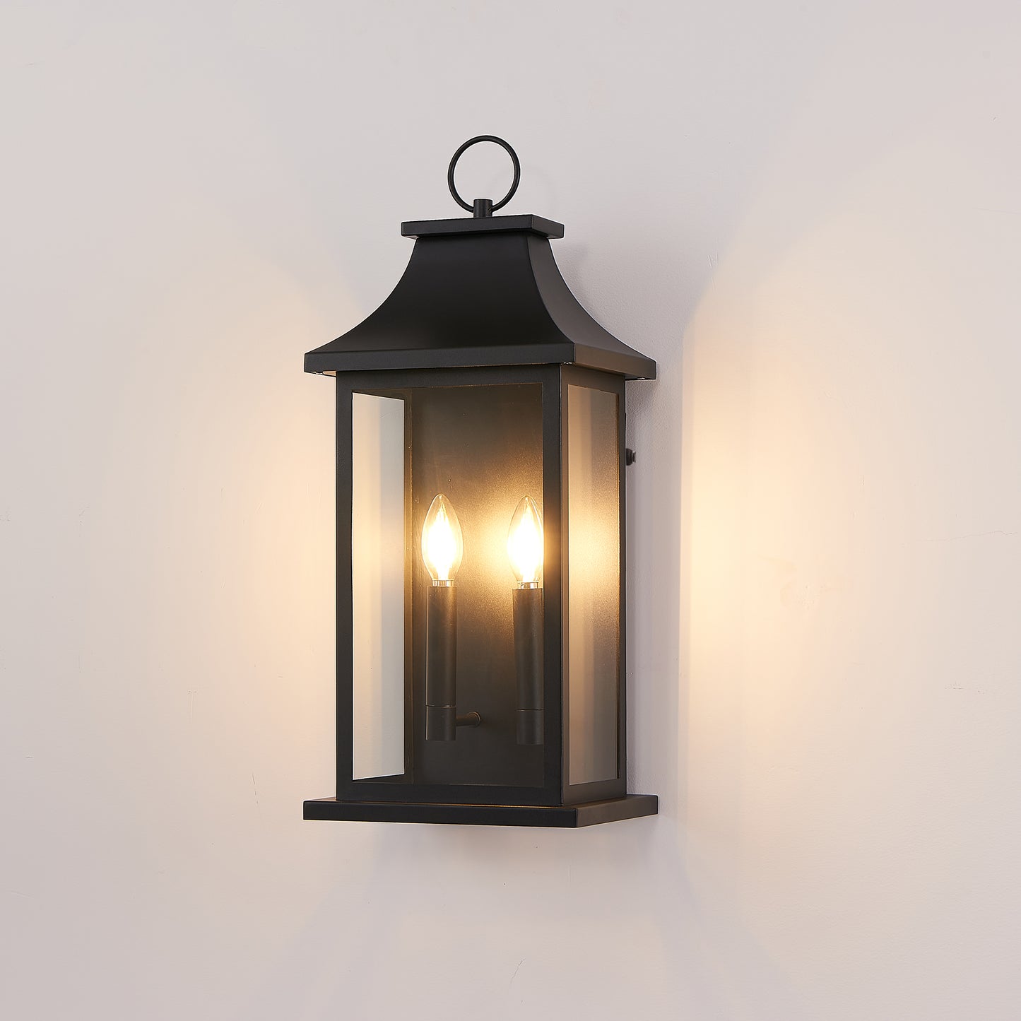 22.2" Black Dusk to Dawn Outdoor Wall Lantern