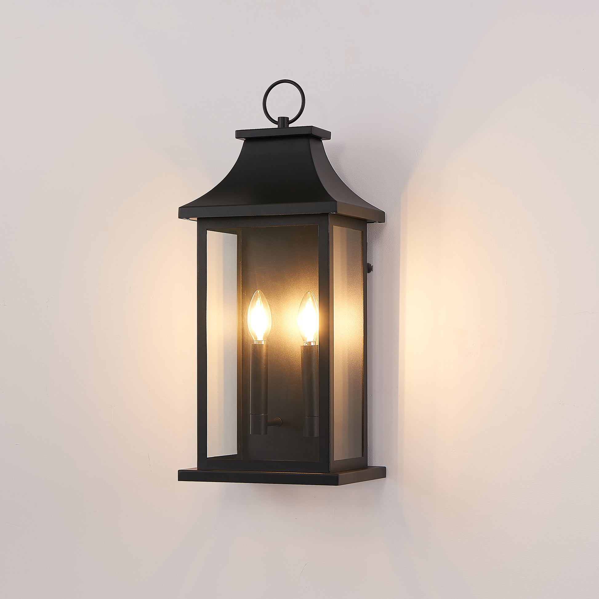 22.2" Black Dusk to Dawn Outdoor Wall Lantern