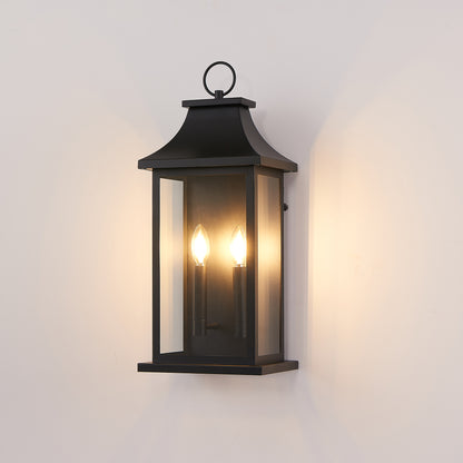 22.2" Black Dusk to Dawn Outdoor Wall Lantern