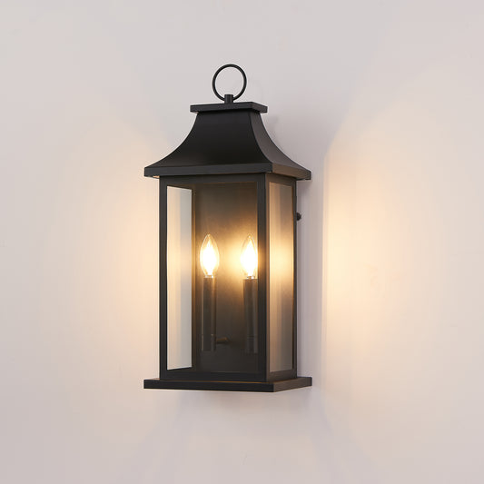 22.2" Black Dusk to Dawn Outdoor Wall Lantern
