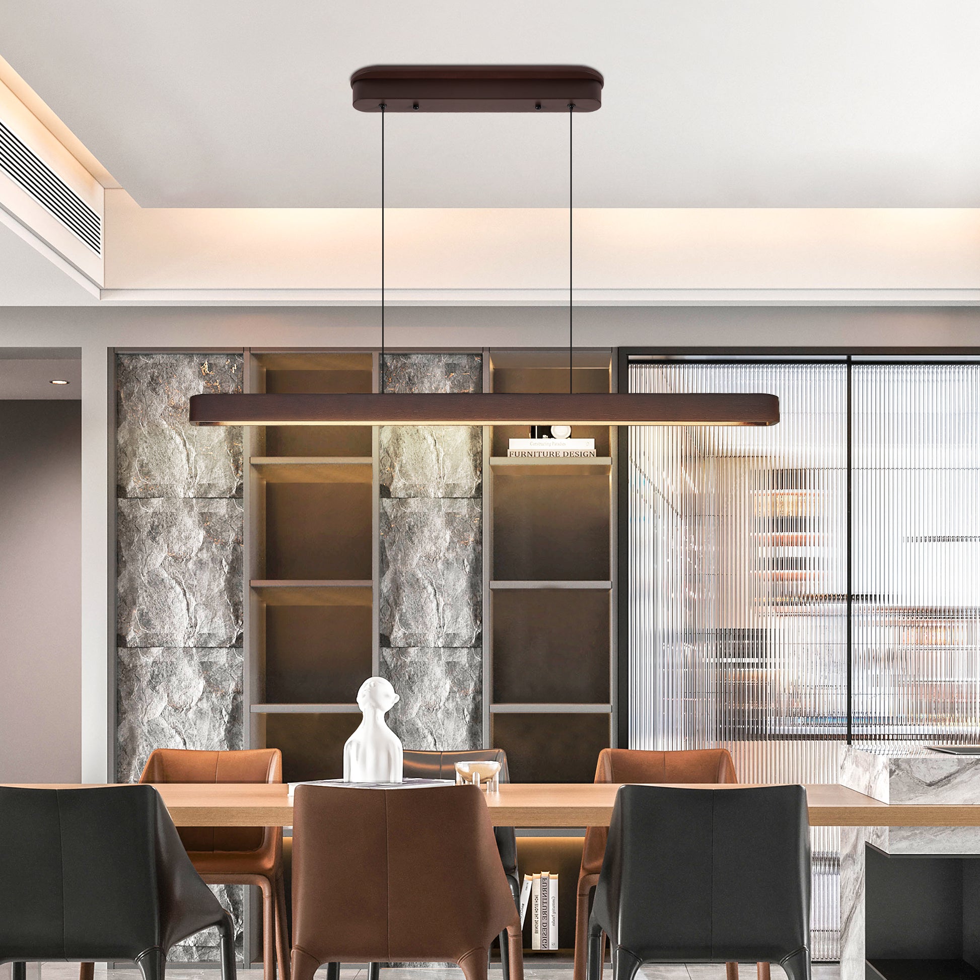 39" Walnut Wood LED Pendant Light - view 5