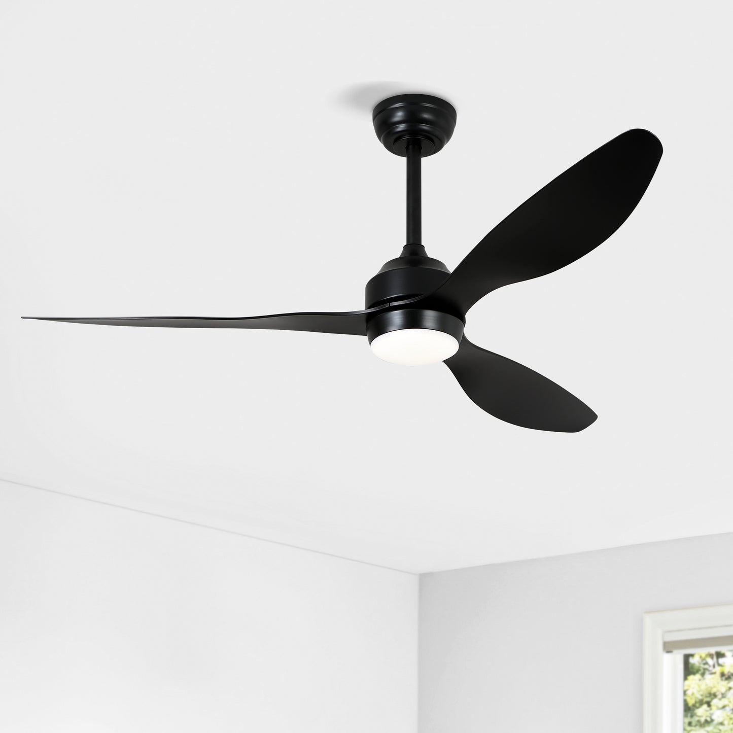 52" Matte Black 3-Blade Ceiling Fan with Light - view 2
