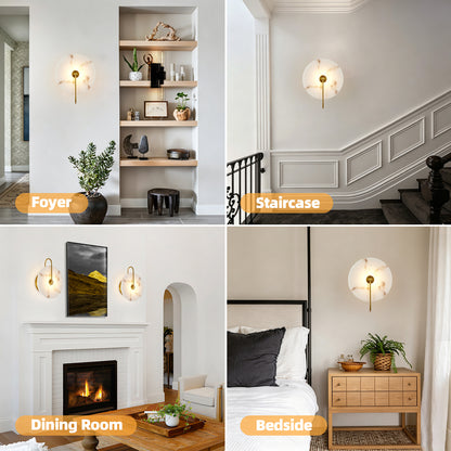 9.8" Gold Round Alabaster LED Wall Sconce - view 5