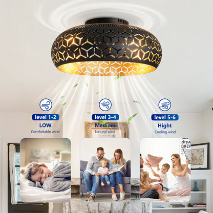 19.7" Black & Gold Caged Ceiling Fan with Remote - view 9