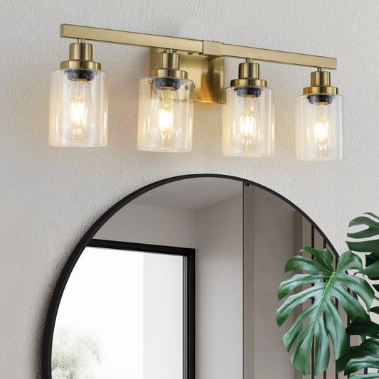 24" 4-Light Gold Vanity Light with Clear Glass