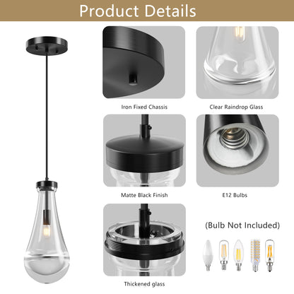 Modern Black Raindrop Pendant Chandelier - view 9
