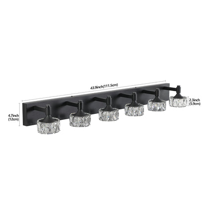 6-Light Matte Black LED Vanity Light with Crystal Glass - view 8