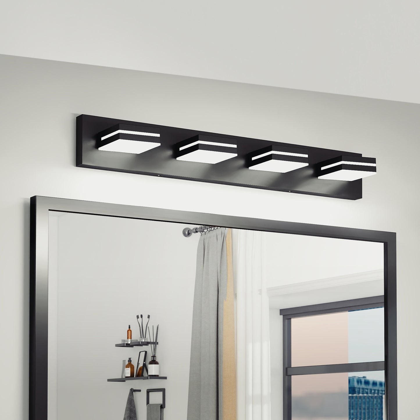 4-Light Black Minimalist LED Vanity Light - view 2