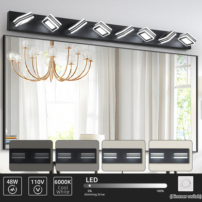 52" 8-Light Black Vanity Light with Dimmable LED - view 5