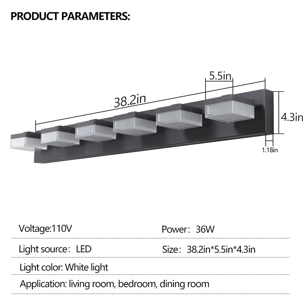 6-Light Modern Black LED Vanity Mirror Light - view 10
